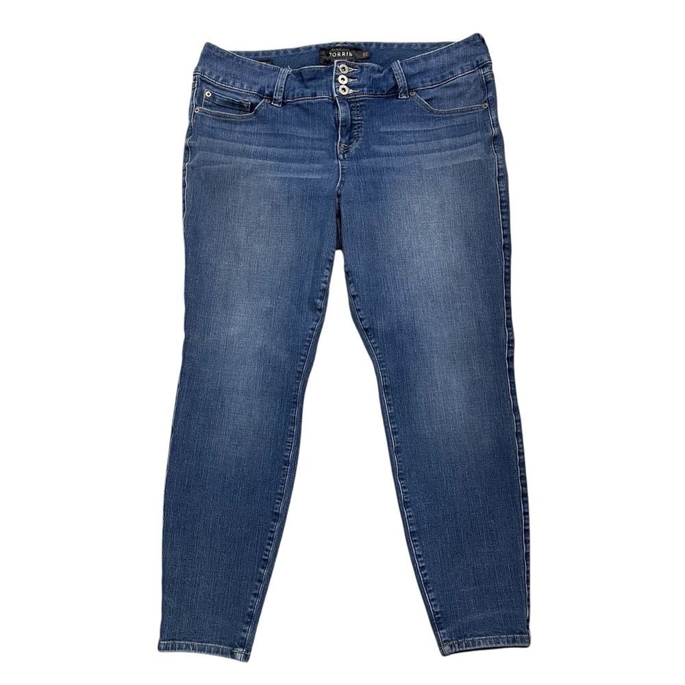 Torrid Legging Jeans Blue Denim Medium Wash 3 Button Jeggings Slim Leg Stretch
